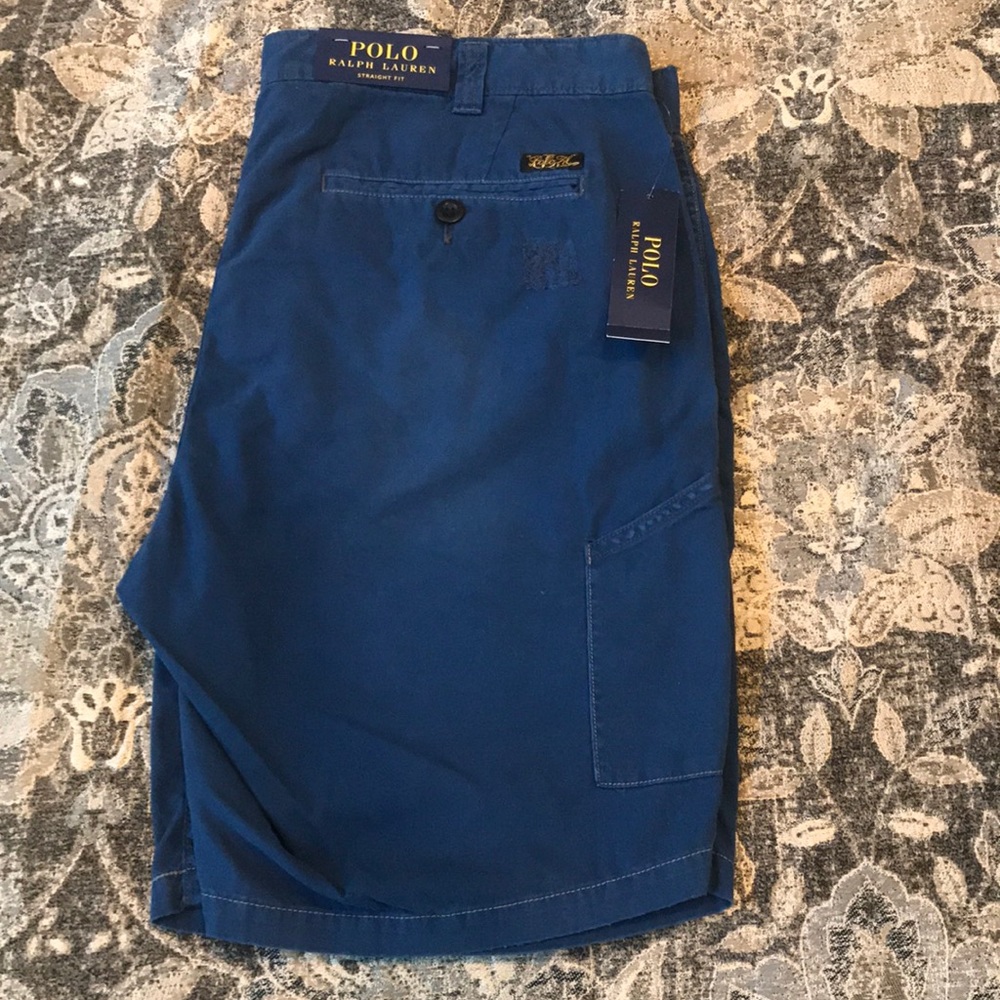 Ralph Lauren Straight Fit Distressed Blue Shorts
